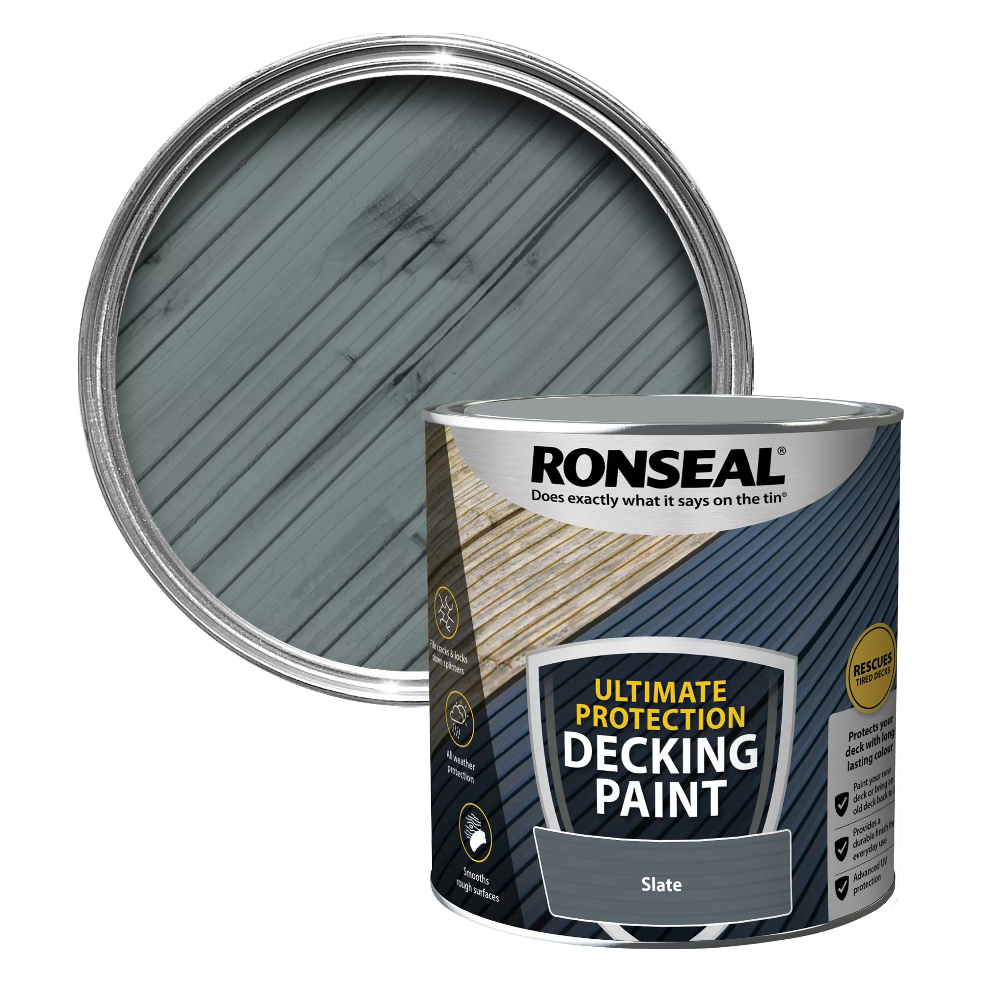 Ronseal Ultimate Protection Matt Slate Decking Paint, 2.5L 3 Ronseal Ultimate Protection Matt Slate Decking Paint, 2.5L