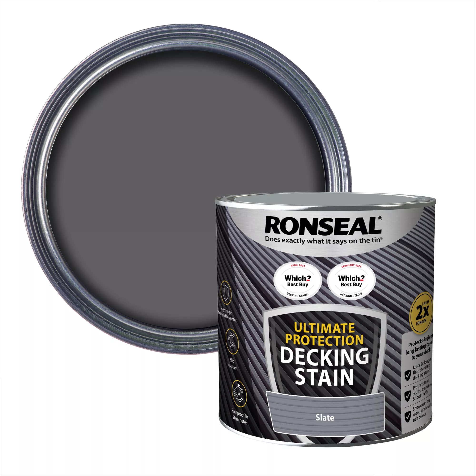 Ronseal Ultimate Protection Slate Matt Decking Wood Stain, 2.5L 3 Ronseal Ultimate Protection Slate Matt Decking Wood Stain, 2.5L