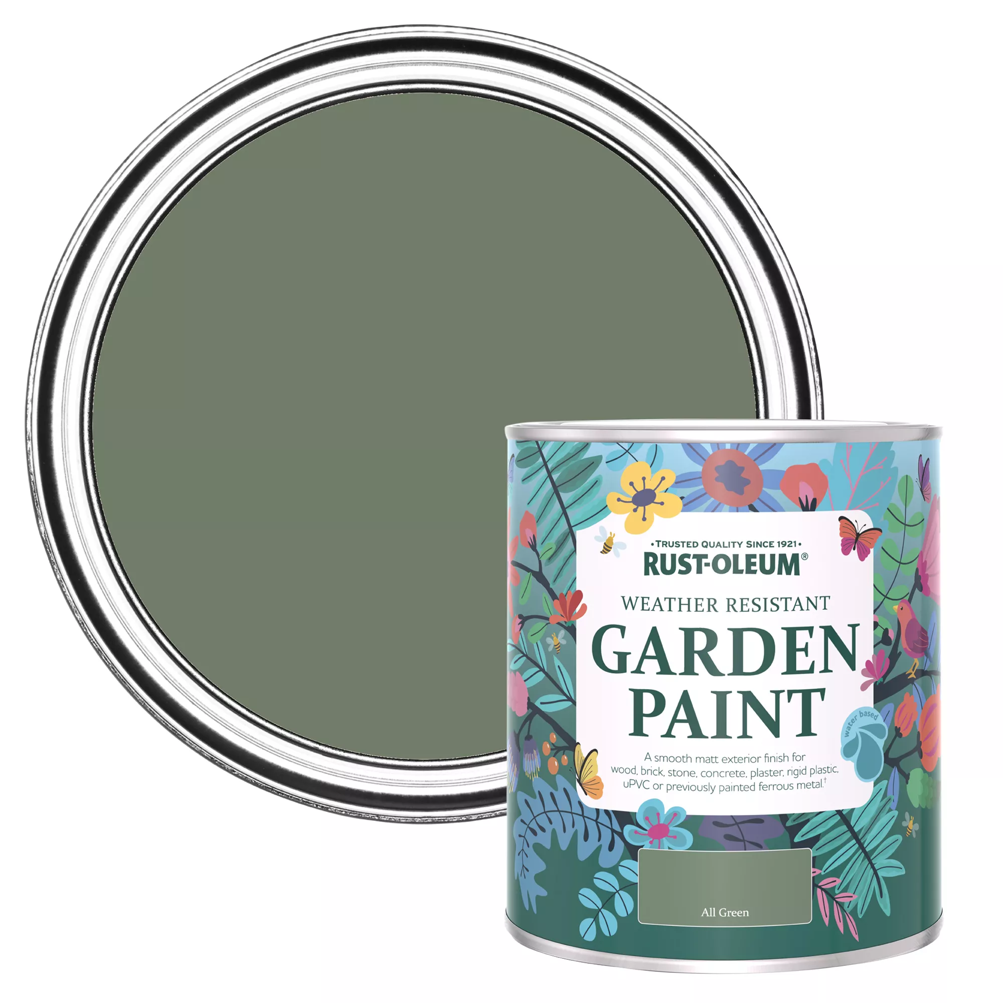 Rust-Oleum Garden Paint All Green Matt Multi-surface Garden Paint, 750ml Tin 3 Rust-Oleum Garden Paint All Green Matt Multi-surface Garden Paint, 750ml Tin