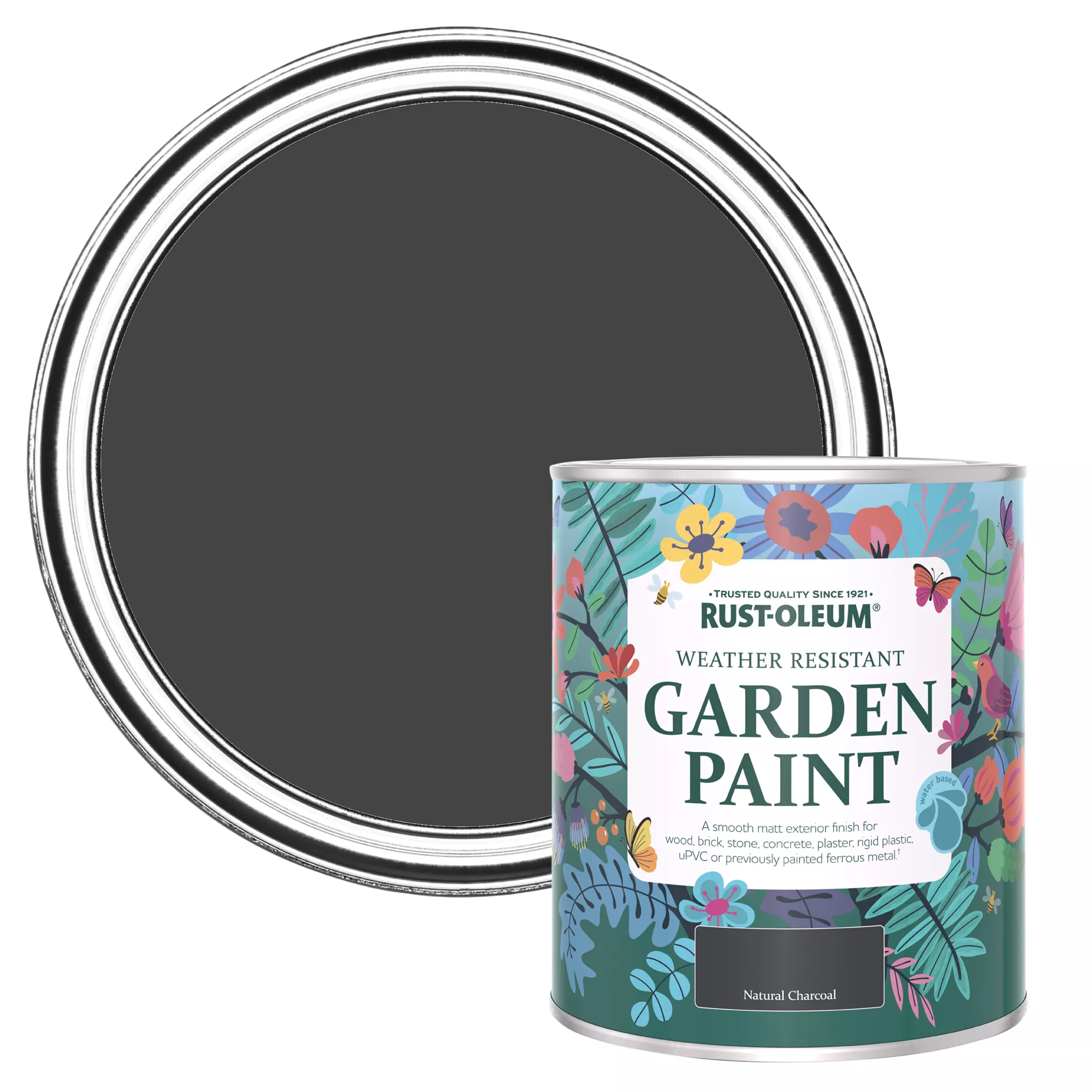 Rust-Oleum Garden Paint Natural Charcoal Matt Multi-surface Garden Paint, 750ml Tin 3 Rust-Oleum Garden Paint Natural Charcoal Matt Multi-surface Garden Paint, 750ml Tin