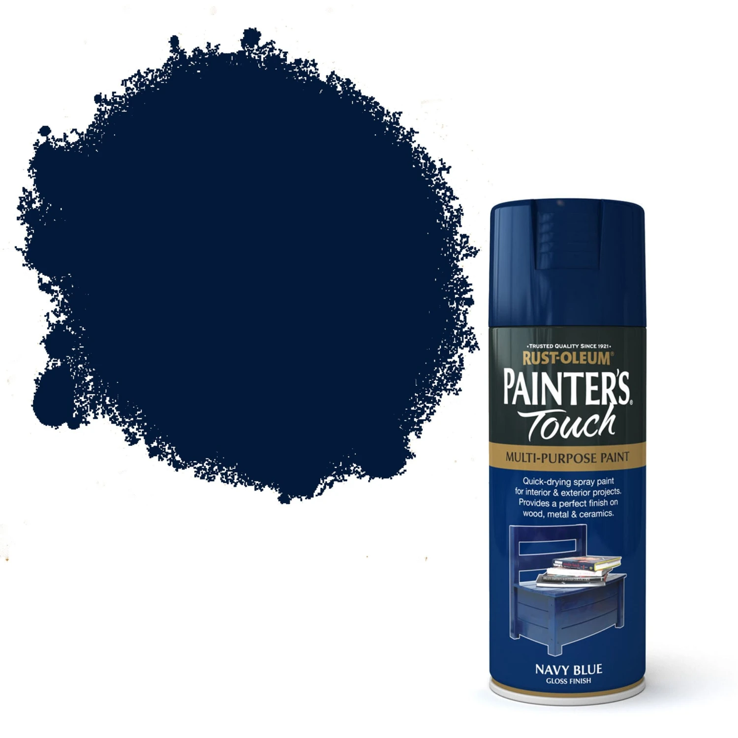 Rust-Oleum Painter's Touch Navy Blue Gloss Multi-surface Decorative Spray Paint, 400ml 3 Rust-Oleum Painter's Touch Navy Blue Gloss Multi-surface Decorative Spray Paint, 400ml