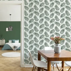 Superfresco Easy Scandi Green & White Leaves Smooth Wallpaper -Paint Decoration superfresco easy scandi green white leaves smooth wallpaper5011583397314 02i BQ
