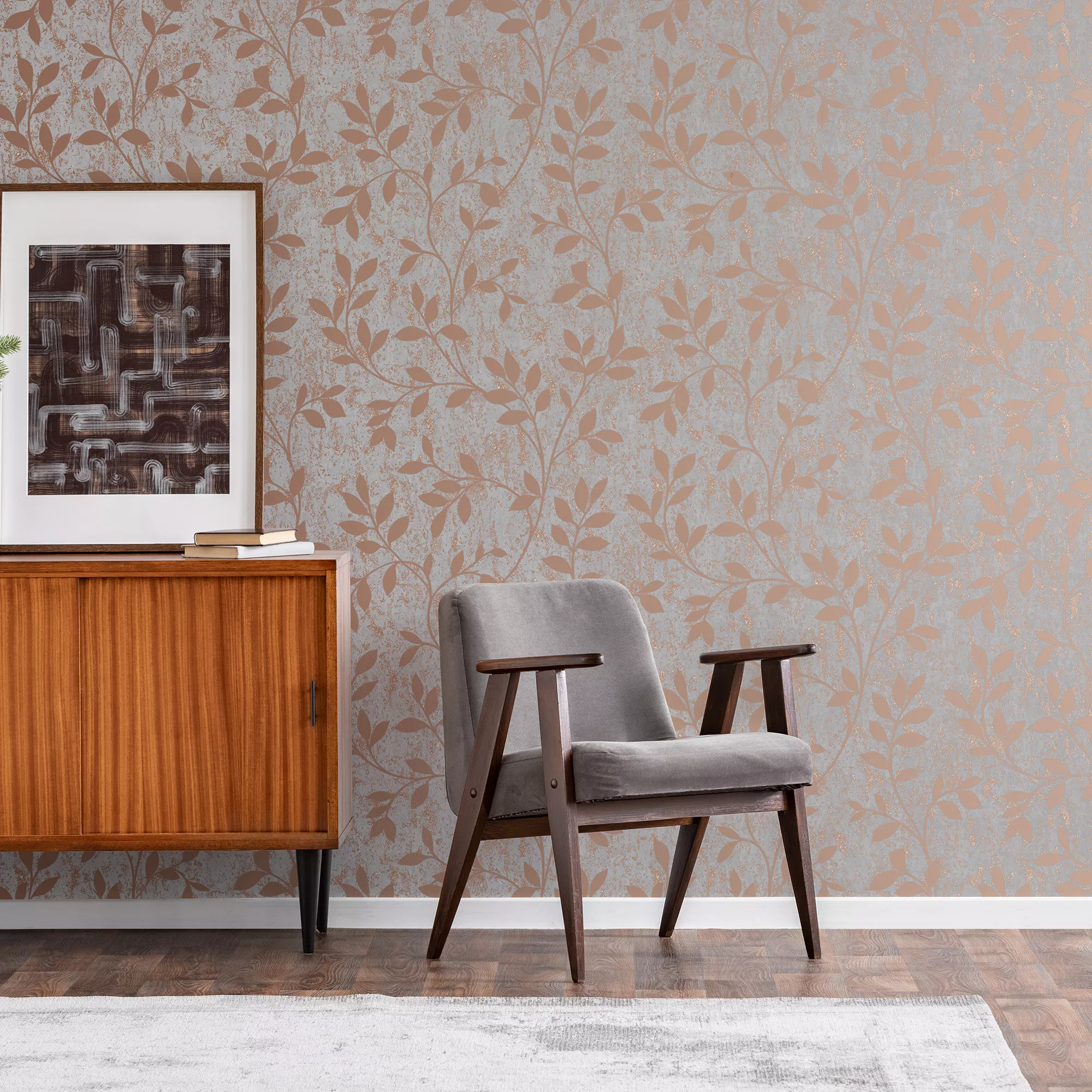 Superfresco Milan Grey Trail Rose Gold Effect Smooth Wallpaper 6 Superfresco Milan Grey Trail Rose Gold Effect Smooth Wallpaper - Image 4