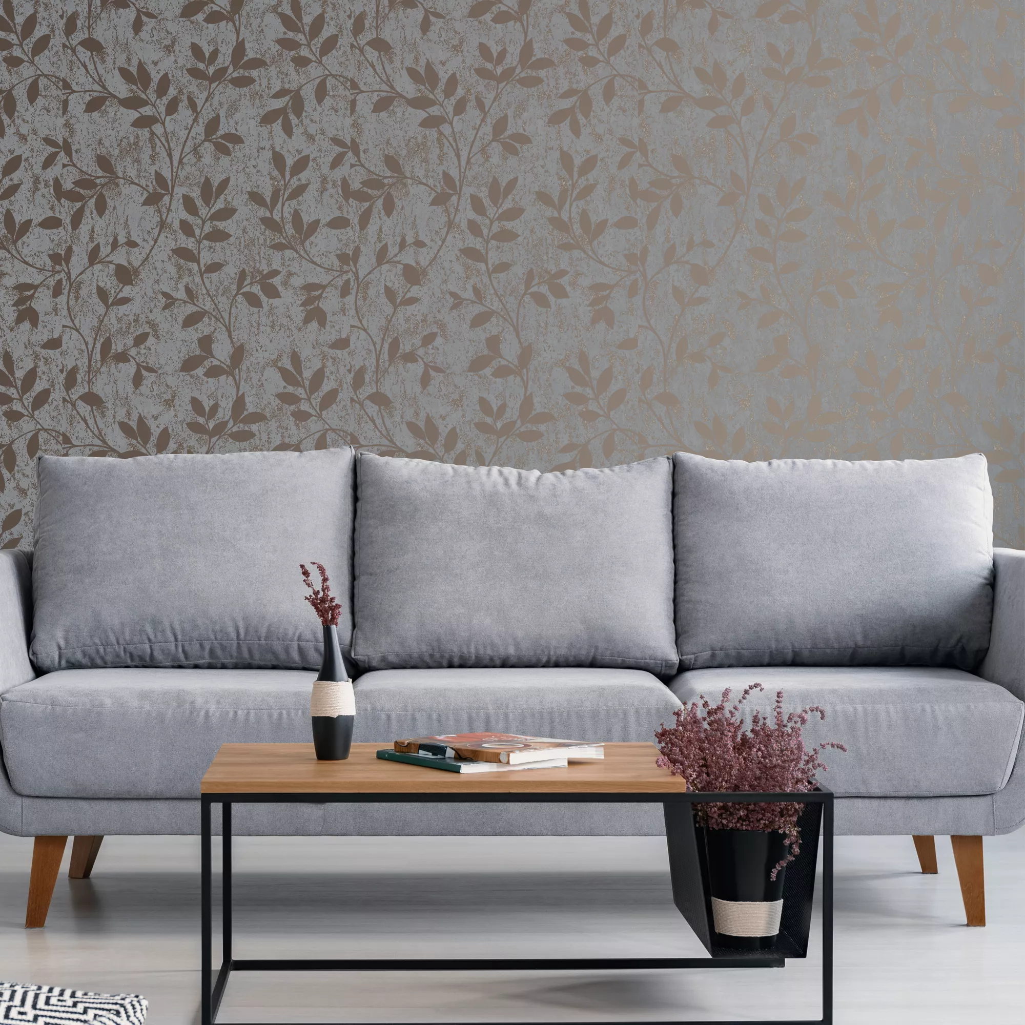 Superfresco Milan Grey Trail Rose Gold Effect Smooth Wallpaper 7 Superfresco Milan Grey Trail Rose Gold Effect Smooth Wallpaper - Image 5