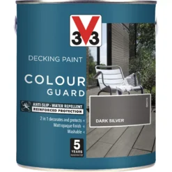 V33 Colour Guard Matt Dark Silver Decking Paint, 2.5L 11 V33 Colour Guard Matt Dark Silver Decking Paint, 2.5L -Paint Decoration v33 colour guard matt dark silver decking paint 2 5l3153895163026 03c