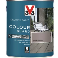 V33 Colour Guard Matt Light Silver Decking Paint, 2.5L -Paint Decoration v33 colour guard matt light silver decking paint 2 5l3153895163019 08c bq