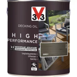 V33 High Performance Grey UV Resistant Decking Wood Oil, 2.5L 13 V33 High Performance Grey UV Resistant Decking Wood Oil, 2.5L -Paint Decoration v33 high performance grey uv resistant decking wood oil 2 5l3153895164405 08c bq