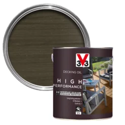 V33 High Performance Grey UV Resistant Decking Wood Oil, 5L -Paint Decoration v33 high performance grey uv resistant decking wood oil 5l3153895164436 08c bq
