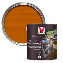 V33 High Performance Light Oak UV Resistant Decking Wood Oil, 5L