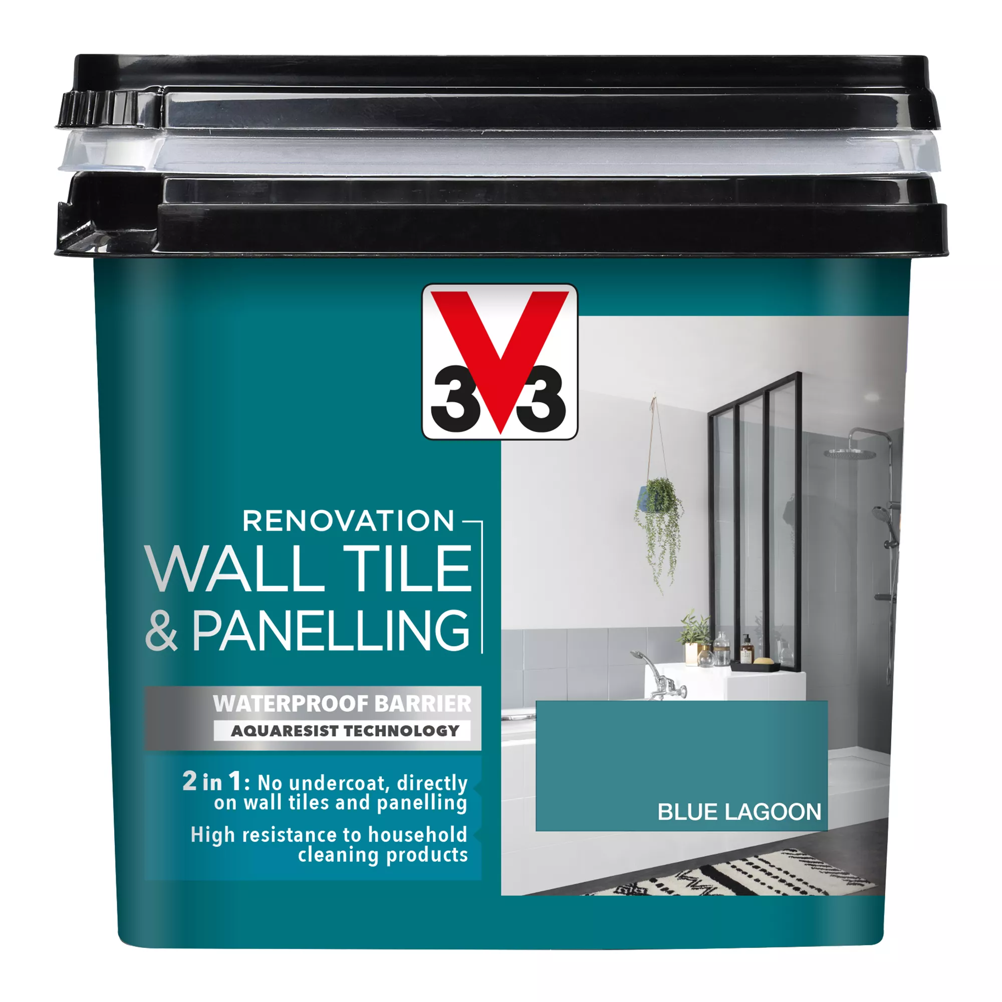 V33 Renovation Blue Lagoon Satinwood Wall Tile & Panelling Paint, 750ml 4 V33 Renovation Blue Lagoon Satinwood Wall Tile & Panelling Paint, 750ml - Image 2