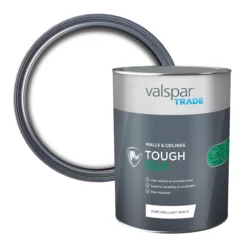 Valspar Trade Tough Pure Brilliant White Silk Emulsion Paint, 5L