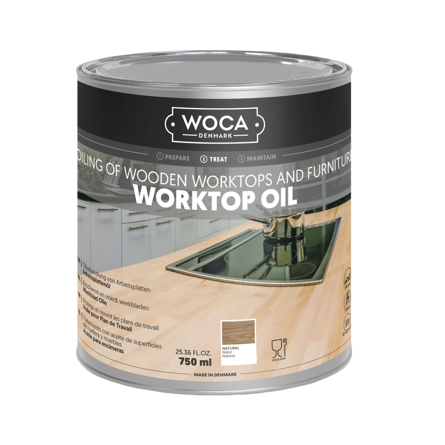 WOCA DK Natural Satin Worktop Oil, 750ml 3 WOCA DK Natural Satin Worktop Oil, 750ml