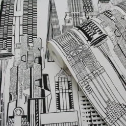 Yopo Black & White Cityscape Textured Wallpaper